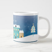Editable "Hallo Winter Night Village Scene Extra Grote Beker (Rechts)