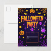 Editable Halloween Party Feestdagenkaart (Voorkant / Achterkant)