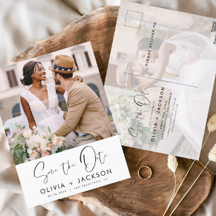 Editable Hand Lettered White sparen de Foto van de Briefkaart