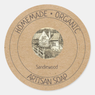 Editable Handmade Artisan Soap Kraft Paper Ronde Sticker