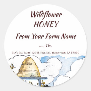 Editable Happy Beehive Rustic Honey Ronde Sticker