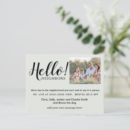 Editable "Hello Neighbor" Postcard | New Address, Aankondigingskaart (Staand voorkant)