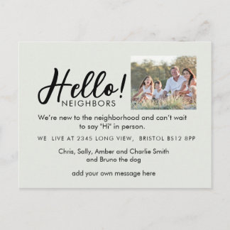 Editable "Hello Neighbor" Postcard | New Address,  Aankondigingskaart