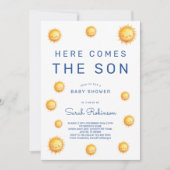 Editable Here Comes The Son Baby Shower Kaart (Voorkant)