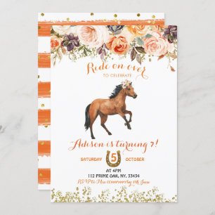 Editable Horse Cowgirl Uitnodiging