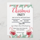 Editable Hot Cocaca, kerstfeestelijke uitnodiging (Voorkant / Achterkant)