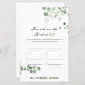 Editable How old was Bride Vrijgezellenfeest Game (Voorkant / Achterkant)