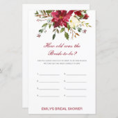 Editable How old was Bride Vrijgezellenfeest Game (Voorkant / Achterkant)