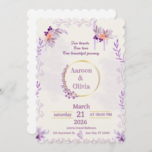 Editable Intimate Garden Wedding Invitation (Devant / Derrière)