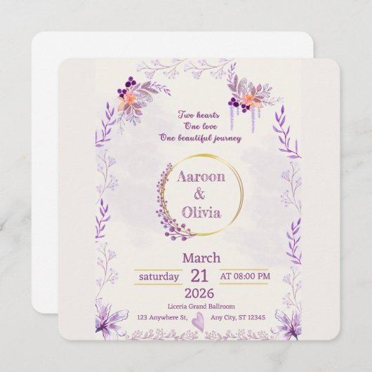 Editable Intimate Garden Wedding Invitation (Devant / Derrière)