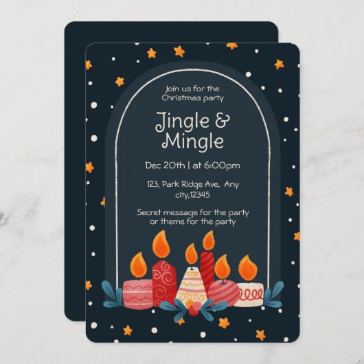 Editable Jingle & Mingle Holiday Party Invitation Kaart (Voorkant / Achterkant)
