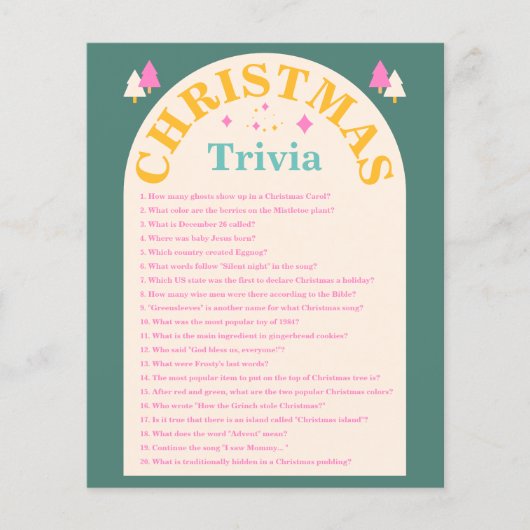 Editable, kersttrivia, Vakantiekaart (Voorkant)