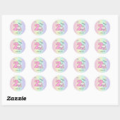 Editable Kids Birthday Sticker Cute Unicorn Party (Feuille)