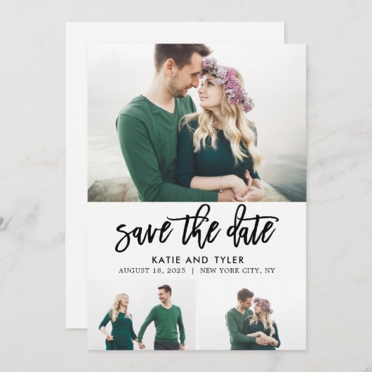 EDITABLE KLEUR VOOR geborsteld charme opslaan Datu Bedankkaart (Voorkant / Achterkant)