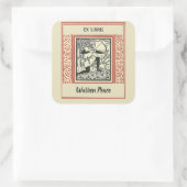 Editable  Kneeling Archer Bookplate Vierkante Sticker (Tas)