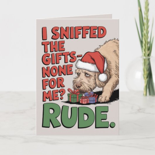 ÉDITABLE Labradoodle Funny Chien Carte de Noël (Devant)