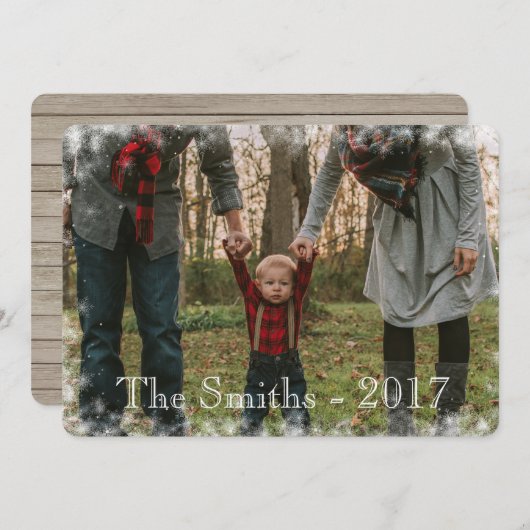 Editable Let it Snow Snowflake Carte photo de vaca (Devant / Derrière)