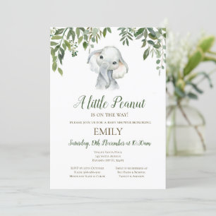 Editable Little Peanut Elephant Invitation, Baby Kaart