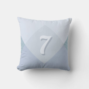 Editable Lucky Number Seven op Silver Blue Shades Kussen
