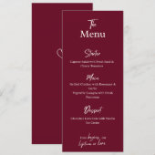 Editable Maroon Wedding Flat Menu Card  (Voorkant / Achterkant)