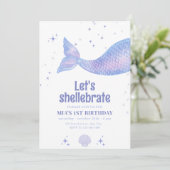 Editable Mermaid Birthday, Mermaid Under the Sea Kaart (Staand voorkant)