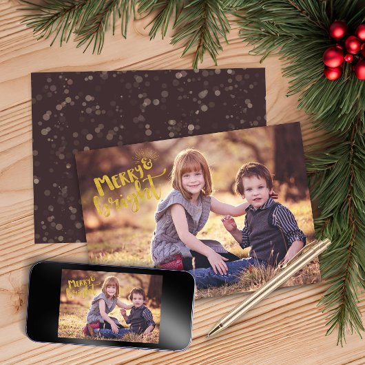EDITABLE Merry and Bright Photo Kerstmis Kaart