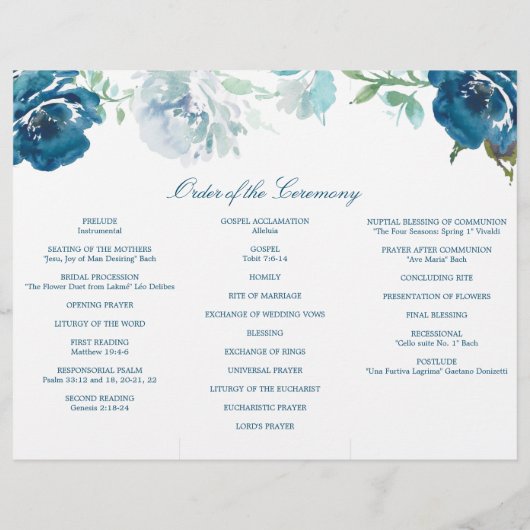 Editable Midnight Blooms Trifold Wedding Program Flyer (Achterkant)