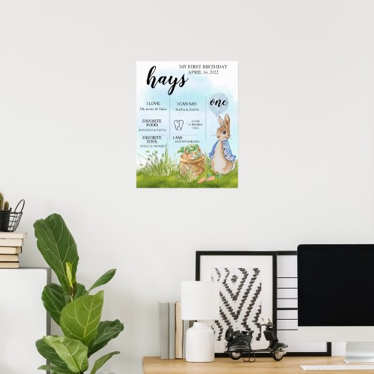 Editable, Milestone Chart, Peter Rabbit, Bunny, Poster (Thuiskantoor)