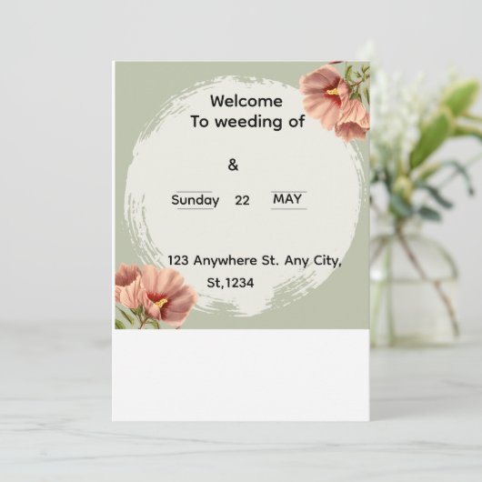 Editable Minimal Floral Wedding Invitation (Debout devant)