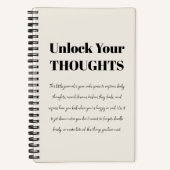 Editable Minimal Journal | Unlock Your Thoughts Notitieboek (Voorkant)