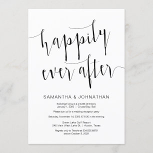 Editable Modern Black Script, Wedding Elopement Kaart