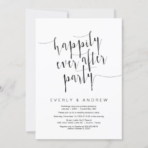 Editable Modern Black Script, Wedding Elopement Kaart