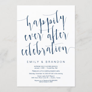 Editable Modern Navy Blue font, Wedding Elopement Kaart