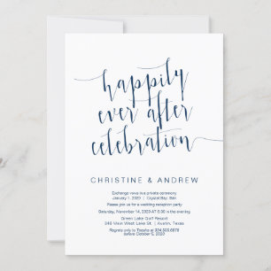 Editable Modern Navy Blue font, Wedding Elopement Kaart