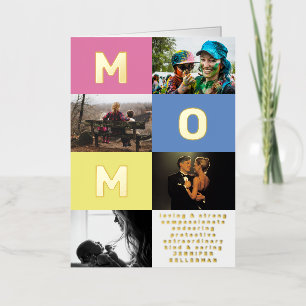 EDITABLE MOM COLOR BLOCKS MULTI Photo GOLD Folie Feestdagenkaart