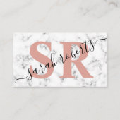 Editable monogram name marmer rosegold visitekaartje (Voorkant)