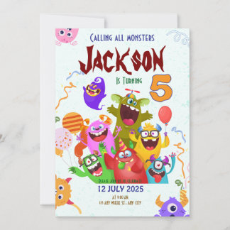 Editable Monster Birthday Party Invitation Card Save The Date