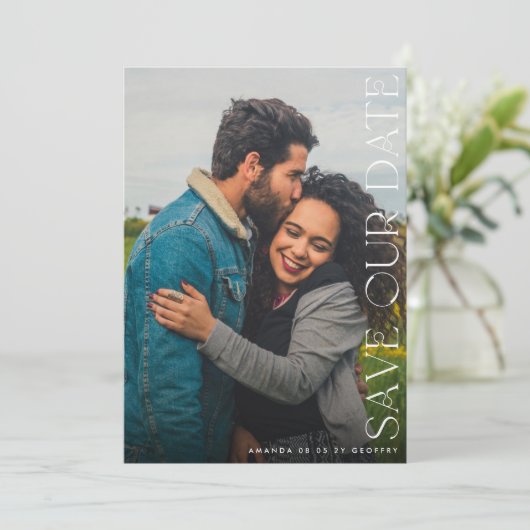 Editable Multi Photo QR CODE Wedding Save The Date (Staand voorkant)