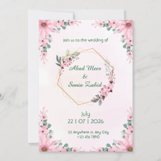 Editable Muslim wedding invitation Floral  Kaart