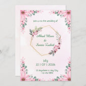 Editable Muslim wedding invitation Floral Kaart (Voorkant / Achterkant)