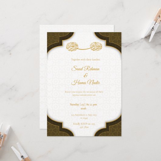 Editable Muslim wedding invitation Nikkah invite (Devant/Arrière en situation)