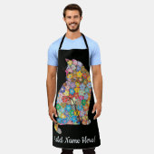 Editable Name Floral Mandala Cat Lover Schort (Gedragen)