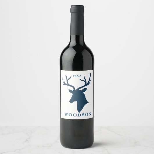 Editable Name & Year | Buck, Deer Wijn Etiket (Voorkant)