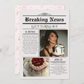 Editable Newspaper Birthday Invitation Template  (Devant / Derrière)