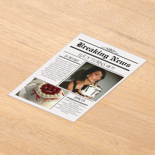 Editable Newspaper Birthday Invitation Template  (Poser)