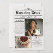 Editable Newspaper Birthday Invitation Template  Kaart (Voorkant)