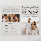 Editable Newspaper Wedding Program Folded Template Flyer (Voorkant)