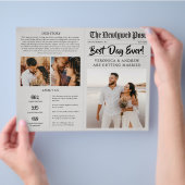Editable Newspaper Wedding Program Folded Template Flyer (Hand)