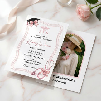 Editable Nursing Graduation Invitation with Photo
