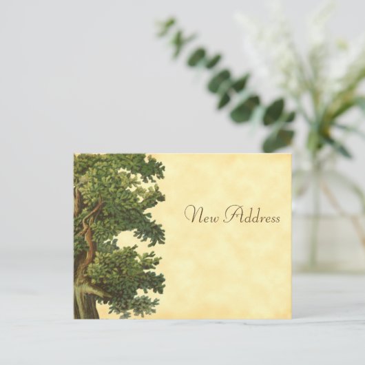 Editable  Oak Tree New Address Briefkaart (Staand voorkant)